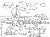 Kolorowanki Wakacje Kolorowanka Plage Colorear Lato Druku Bezpieczne Plaży łódka Mamotoja Jugando Planetadziecka Drukowania Wakacyjne Plazy sketch template