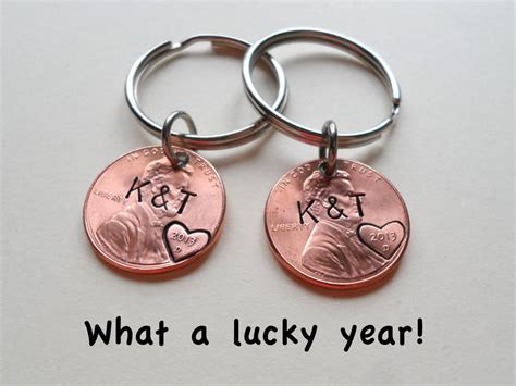 Then watch them take a walk down memory lane as they flip through the front. 2 Personalized Penny Keychains Anniversary Gift Husband ...