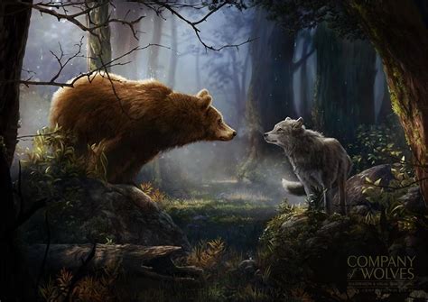 Bear Wolf Forest Fantasy Animal Drawings Animal Paintings Wolf Images