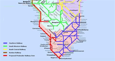 South India Railway Map Railway Map Of South India Southern Asia Asia