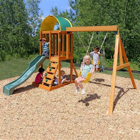 Kids Playsets Backyard Outdoor Cedar Wooden Swing Set