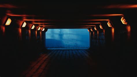 Download Wallpaper 2560x1440 Tunnel Corridor Lights Dark Widescreen
