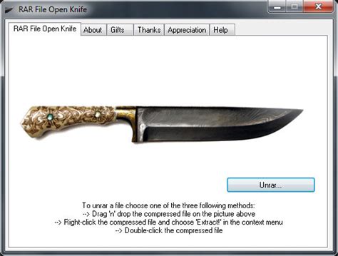 Only supports four decompression formats. RAR File Open Knife - Free Opener - Free download and ...