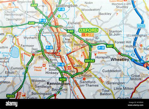 Road Map Of Oxford England Stock Photo Alamy