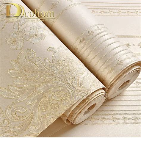 Luxury White Damask 3d Stereoscopic Embossed Wallpaper Non Woven Wall