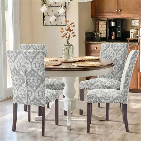 COLAMY Upholstered Parsons Dining Chairs Set Of 4 Fabric Dining Room