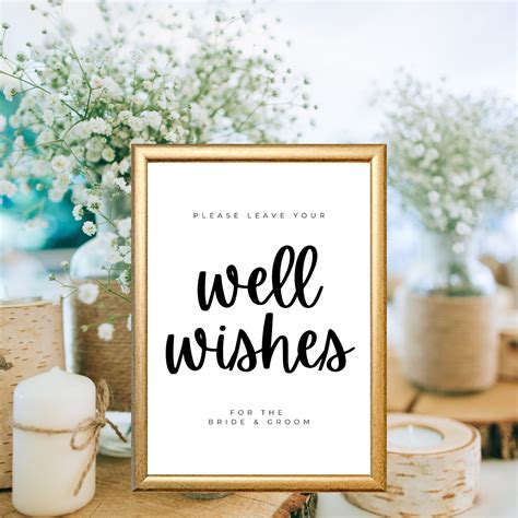 Editable Well Wishes Wedding Sign Wedding Sign Leave Your Well Wishes