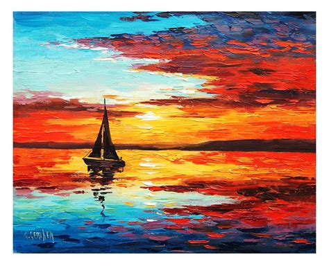 Sunset Oil Painting Sailing Boat Decor By Graham Gercken Etsy