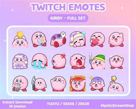 Kirby Cute Twitch And Discord Emote Full Bundle Etsy