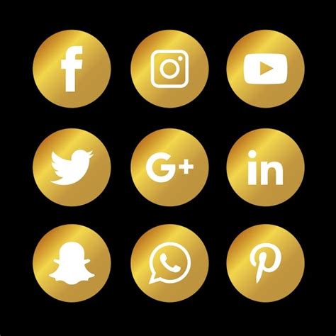 Extend your brand by creating a cohesive visual look with a set of social media icons that reflect your brand identity! Golden Social Media Icons Set, Social Media Icons, Social ...