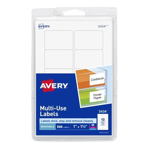 Avery Removable Multi Use Labels 1x15 White 10sheet The
