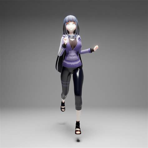 3d Model Hinata Hyuga Rigged 3d Model With Running Animation Vr Ar
