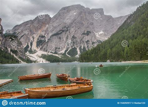 Amazing View Of Lake Braies Italian Lago Di Braies German Pragser