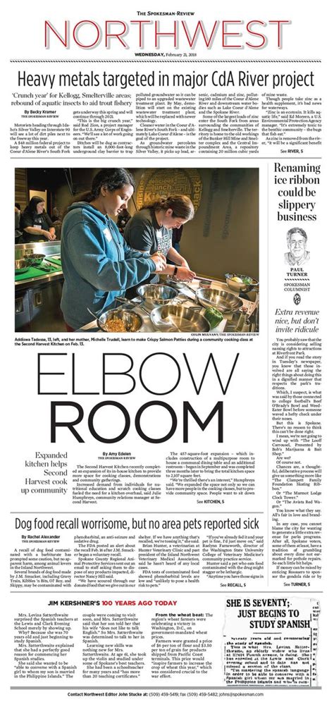 Northwest Front Page For Feb 21 2018 The Spokesman Review