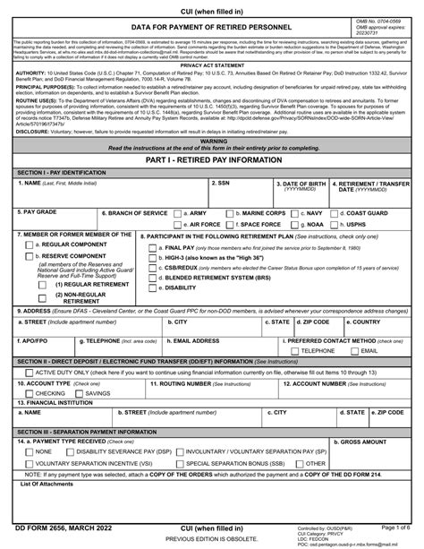 Dd Form 2656 Download Fillable Pdf Or Fill Online Data For Payment Of