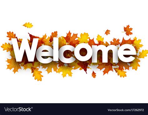Welcome Banner With Golden Leaves Royalty Free Vector Image