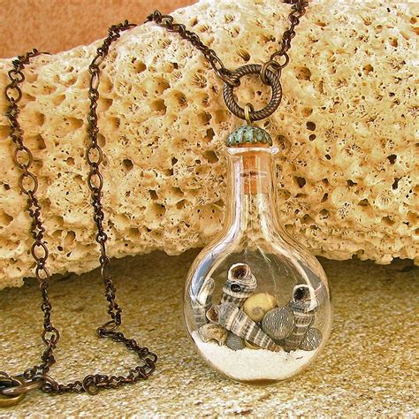 Glass Bottle Necklace Ocean Seashells Fairy Necklace Seashell Necklace