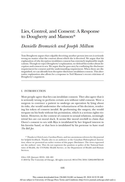 Pdf Lies Control And Consent A Response To Dougherty And Manson