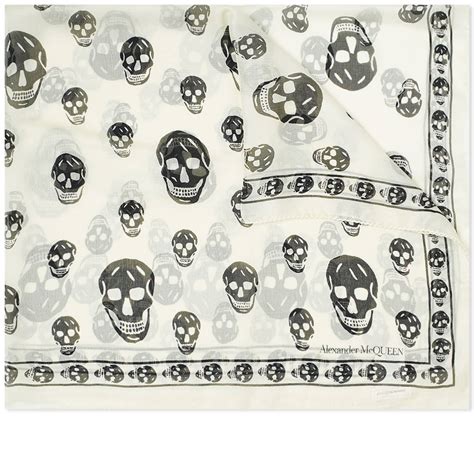 Alexander Mcqueen Skull Scarf Ivory And Black End