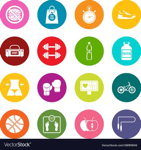 Healthy Life Icons Many Colors Set Royalty Free Vector Image