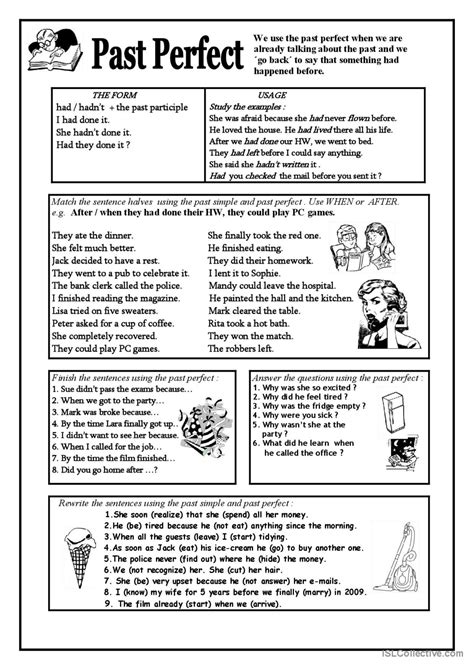 Past Perfect English Esl Worksheets Pdf And Doc