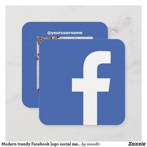Modern Trendy Facebook Logo Social Media Photo Calling Card Zazzle