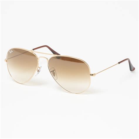 Ray Ban Gold Aviator Gradient Sunglasses Light Brown Gradient Lenses