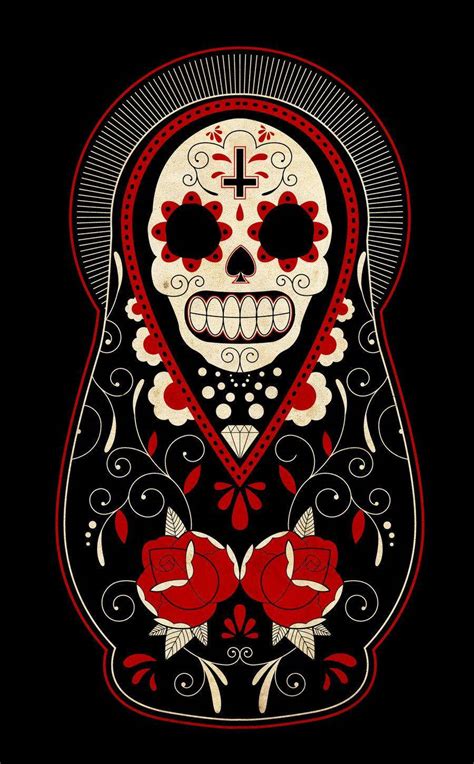 Download Black And Red Day Of The Dead Skull Wallpaper