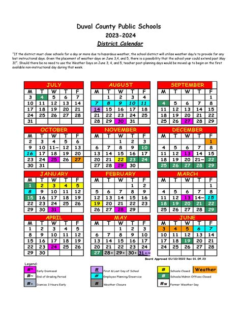 Duval County Public Schools Calendar 2023 2024 Holiday Breaks