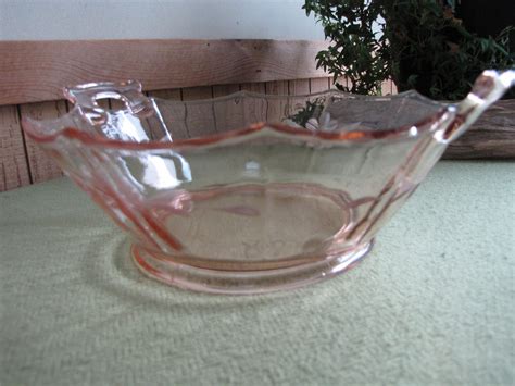 Etched Pink Depression Glass Bowl Serving Bowls Vintage Blush Etsy
