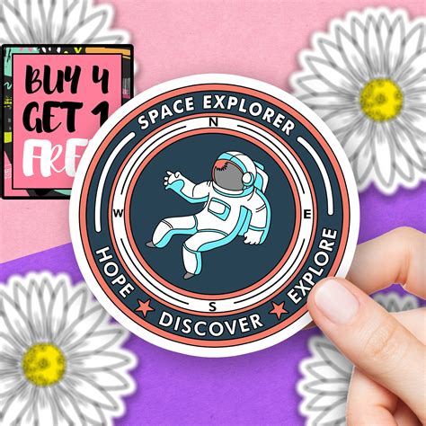 Astronaut Sticker Explorer Sticker Cute Space Stickers Laptop Etsy
