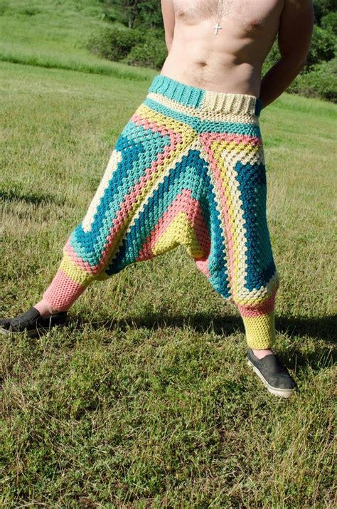 crochet harem pants pastel granny squares etsy crochet pants crochet bottoms crochet men