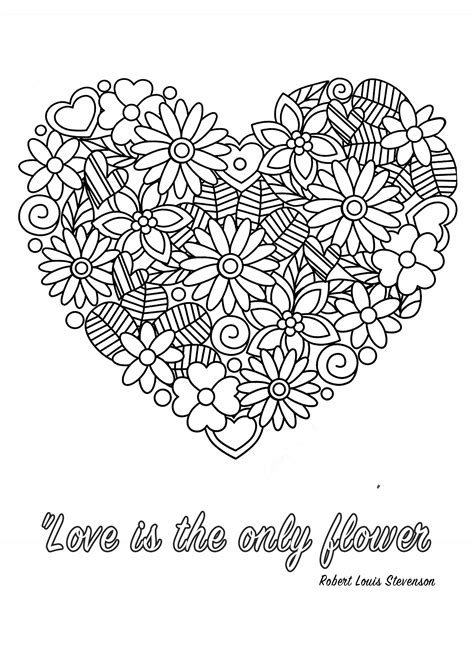 Love is the only flower - Positive & inspiring quotes Adult Coloring Pages