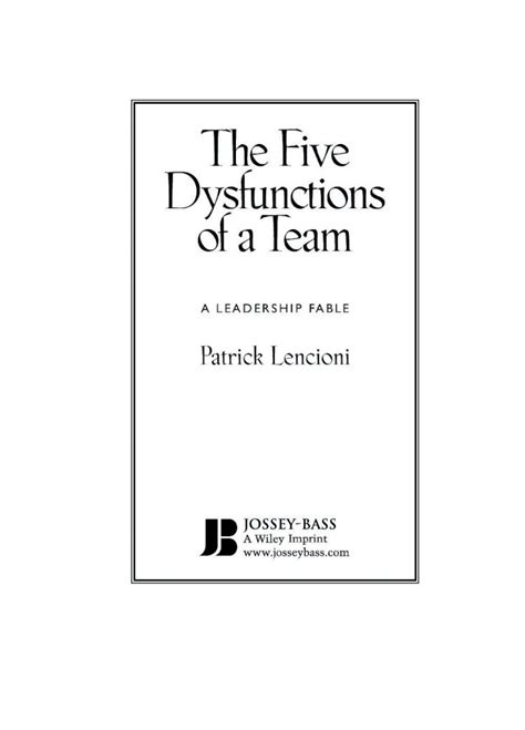 Pdf 11 The Five Dysfunctions Of A Teampdf Dokumentips