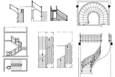 Stairway Plan And Elevation Design 2d Autocad Drawing Download Cadbull