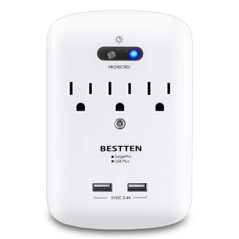 Bestten Usb Wall Outlet Surge Protector 24a Dual Usb
