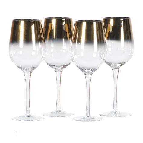 Gold Wine Glasses Set Of Four By Miafleur