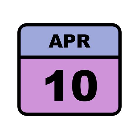 April 10th Date On A Single Day Calendar 497986 Vector Art At Vecteezy