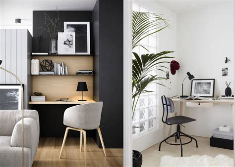 Black interior office design and visualization. 11 Black & White Scandinavian Office Decor Ideas ...