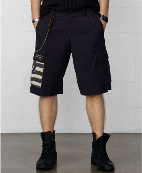 Denim And Supply Ralph Lauren Cutoff Military Camo Cargo Shorts In Black