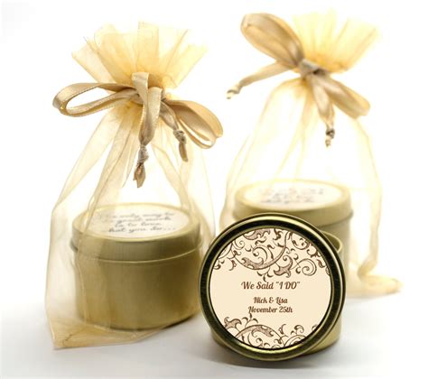 Beige And Brown Gold Tin Candle Favors Candles And Favors
