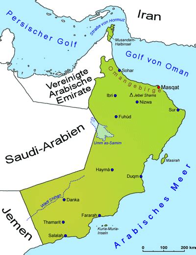 Oman Geografie Landkarte Länder Oman Goruma