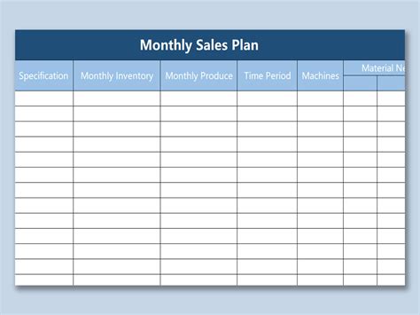 Excel Of Monthly Sales Planxlsx Wps Free Templates