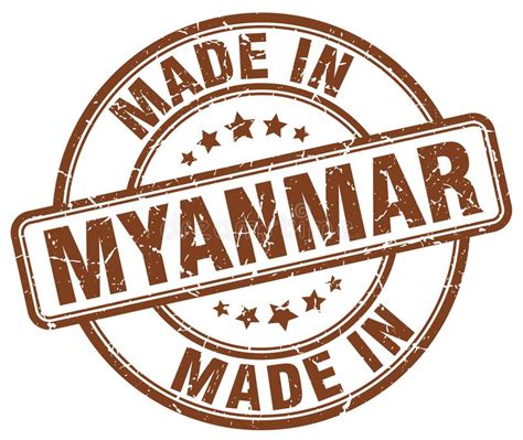Made In Myanmar Label Stamp Badge Or Logo With The National Flag Of