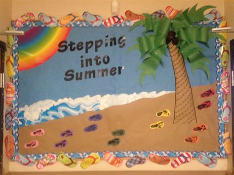 Summer Bulletin Board Infant Footprints On Paper Flip Flops Summer