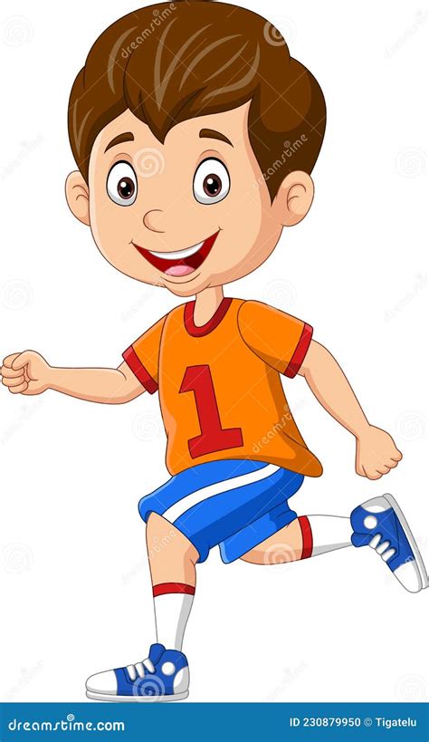 Cartoon Happy Little Boy Running Stock Vector Illustration Of Game
