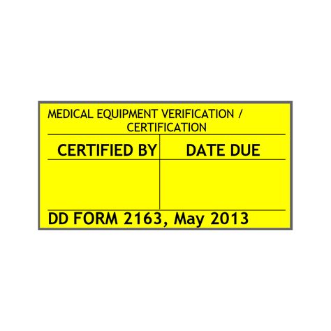 Dd Form 2163 Medical Equipment Verificationcertification Forms