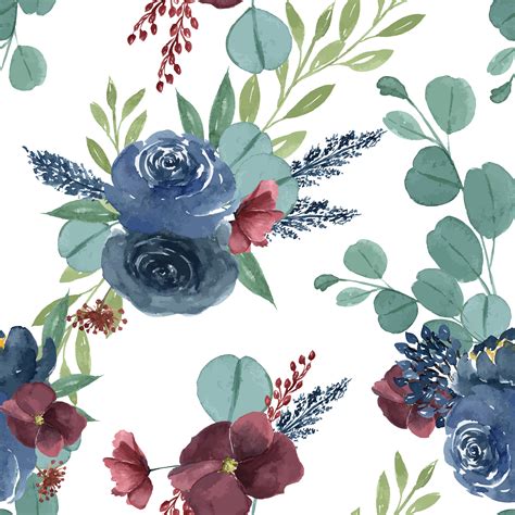 Pattern Seamless Floral Lush Watercolour Style Vintage Textile Flowers