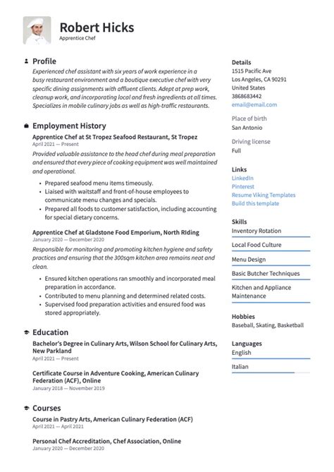 Apprentice Chef Resume And Writing Guide 20 Examples 2022