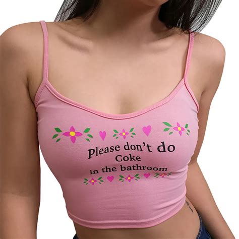 Sexy Fashion Womens Casual Tank Tops Letter Print Hot Girl Vest Halter Camisole Cropped Colete